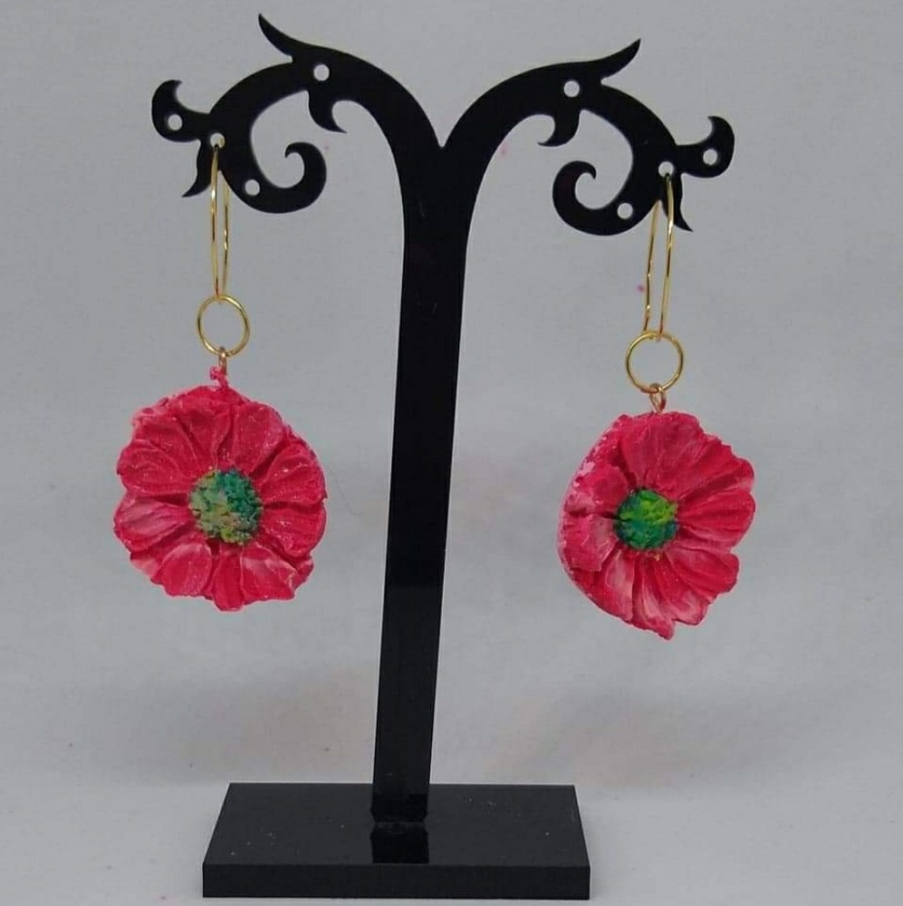 Unique Handmade Polymer Clay Blossom Drop Earrings